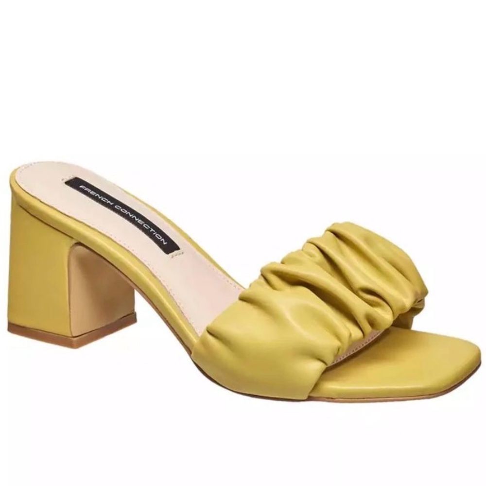 French Connection Mustard Heeled Mules